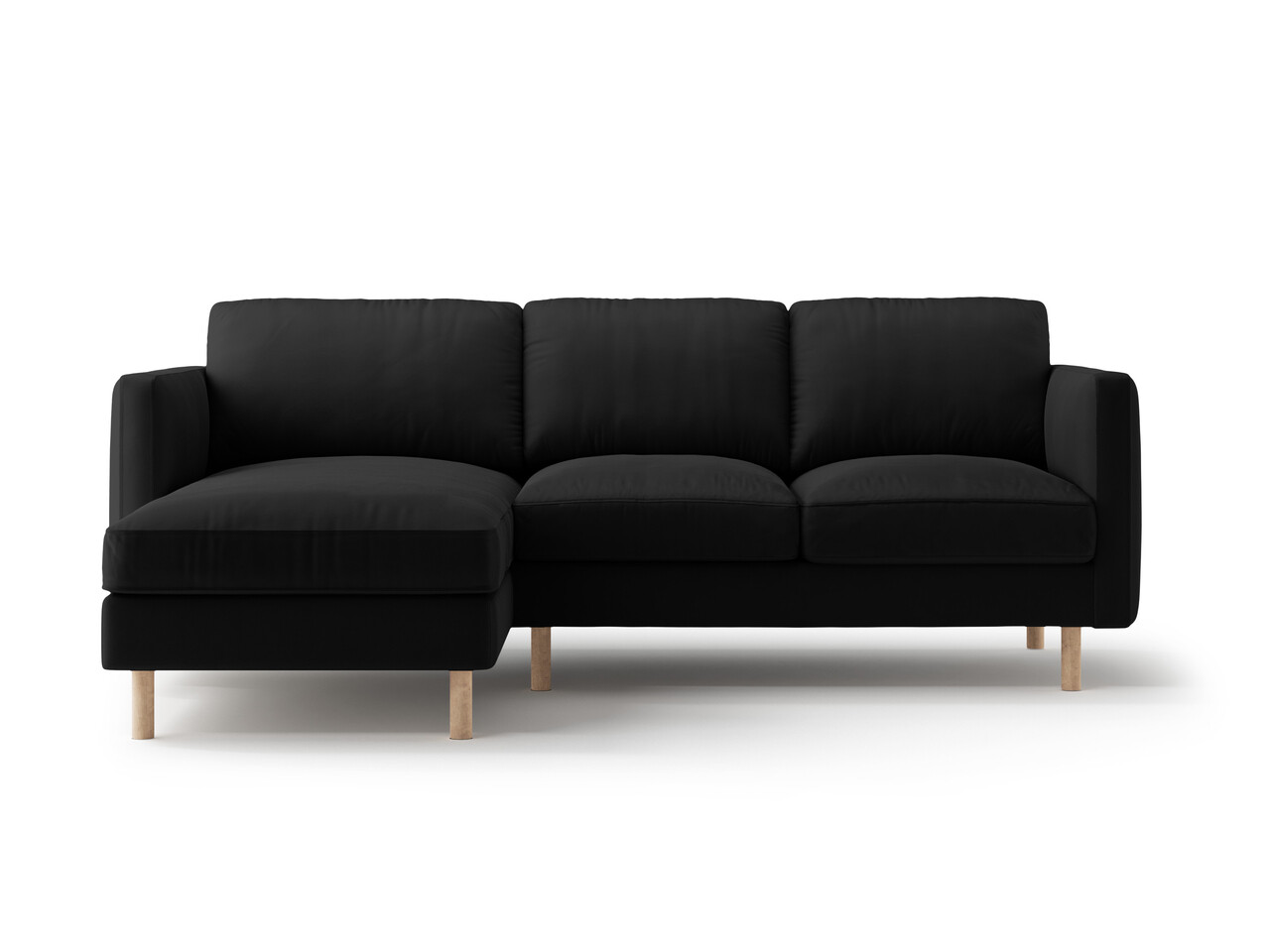 Coltar stanga 3 locuri, Eden, Micadoni Home, 223x150x90 cm, catifea, negru - imagine 6